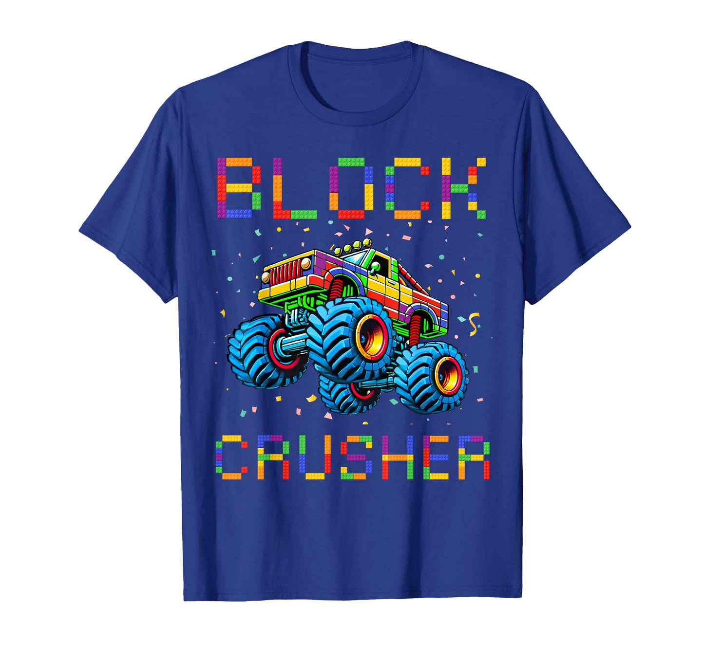 Block Builder Funny Building Block Bricks Monster Truck Kids T-Shirt