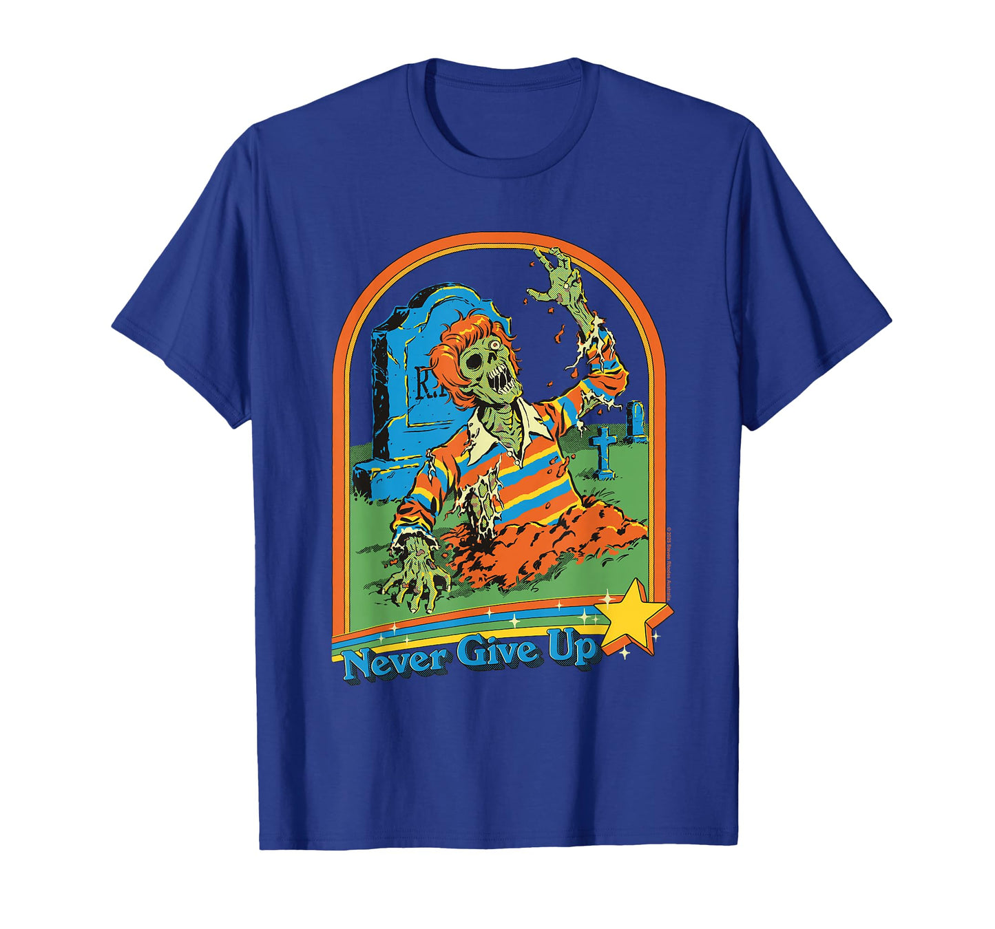 Never Give Up Zombie Sarcastic Retro Funny Adult Humor T-Shirt