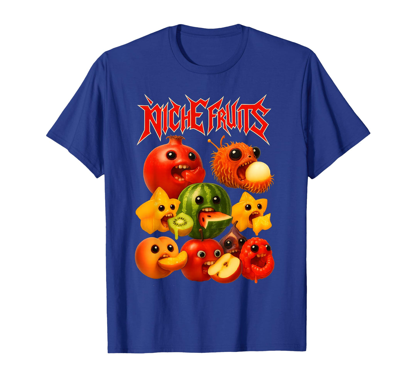 Niche Fruits Funny Heavy Brainrot Style Cartoon Fruit Meme T-Shirt