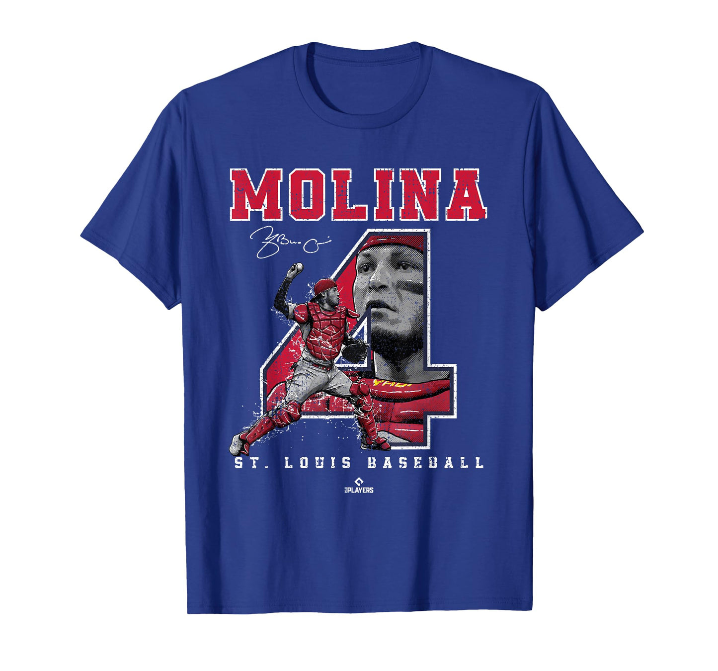 Number and Portrait Yadier Molina St Louis MLBPA T-Shirt