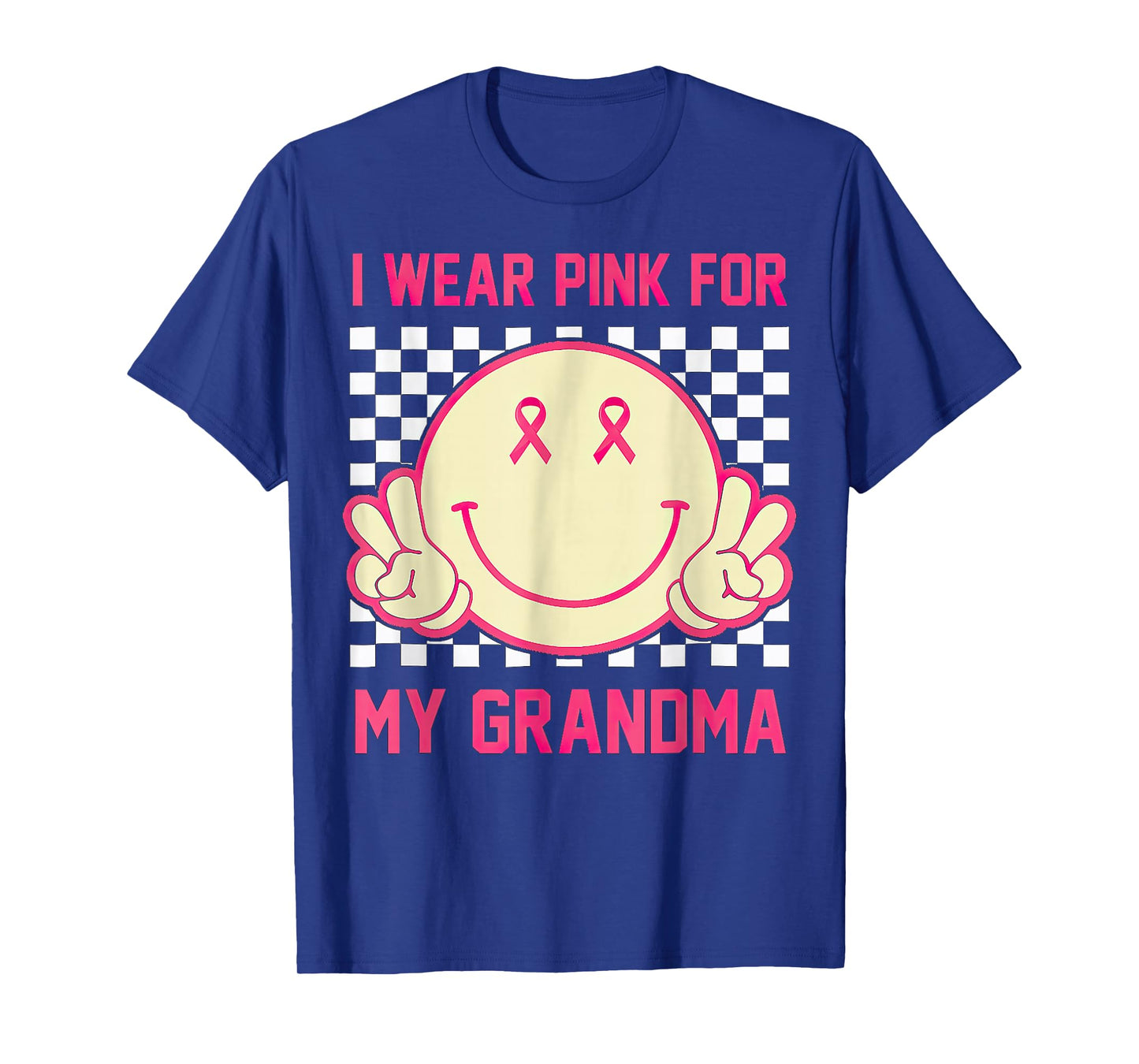 I Wear Pink For My Grandma Smile Face Breast Cancer Month T-Shirt