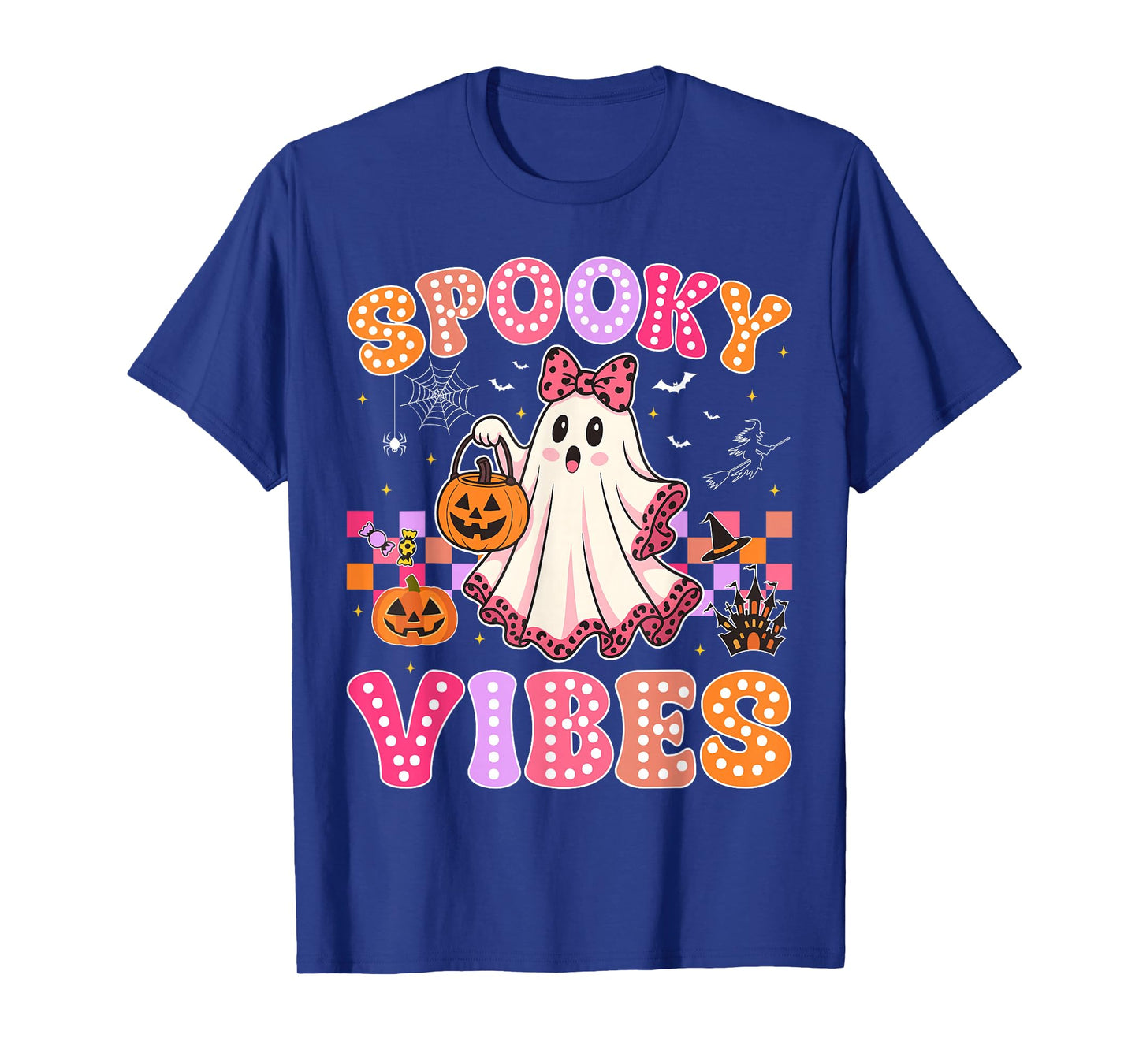Groovy Spooky Vibes Ghost Halloween Girls Toddler Kids Women T-Shirt