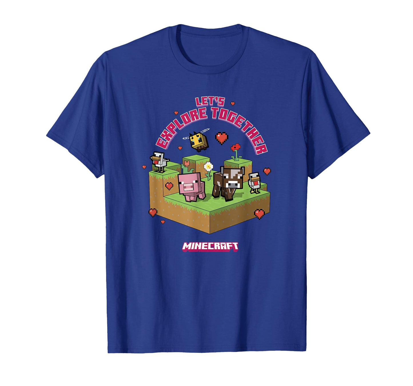 Minecraft Valentine's Day Let's Explore Together Group Shot T-Shirt