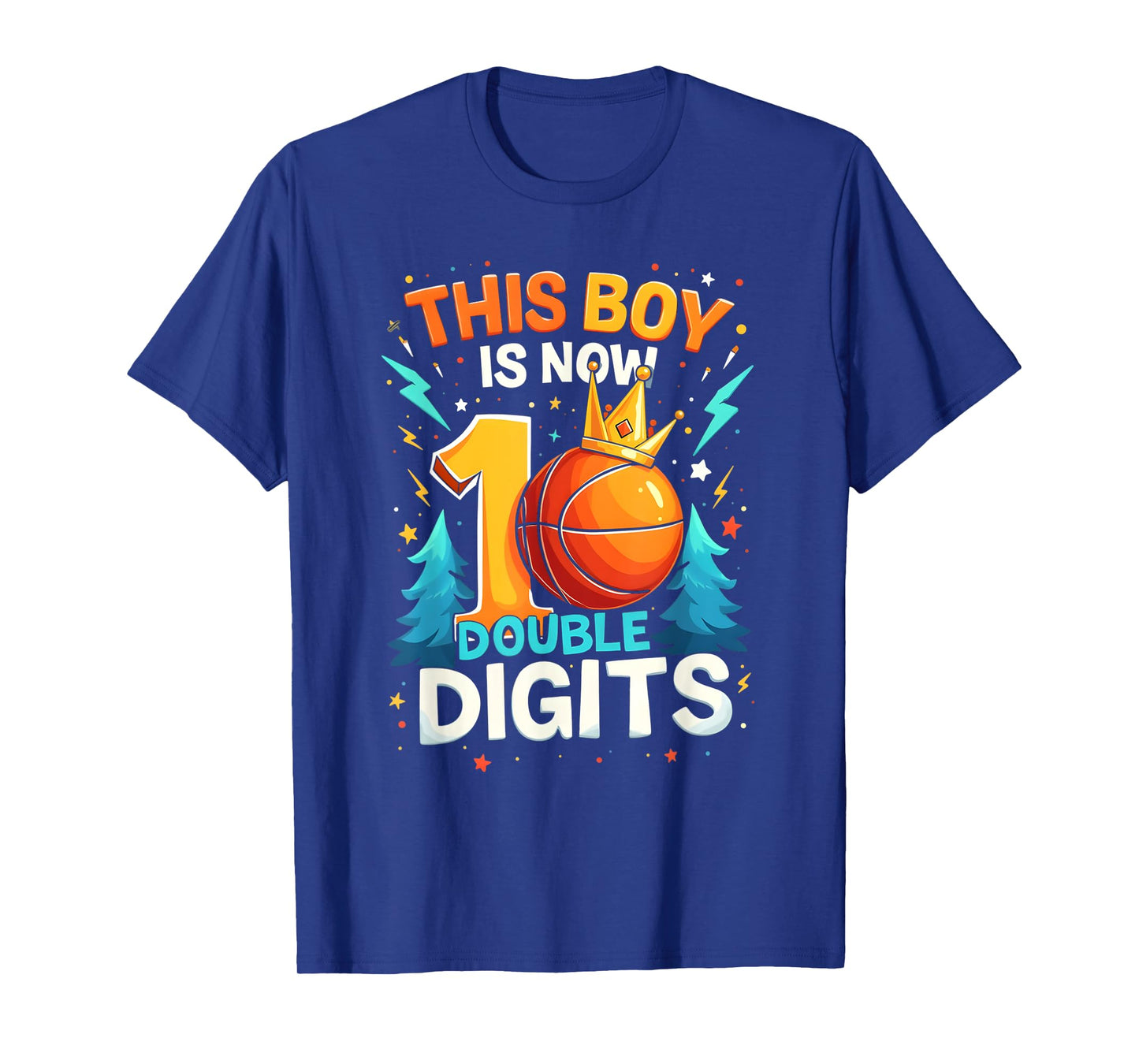 Double Digits Basketball Birthday Boy 10 Year Celebration T-Shirt