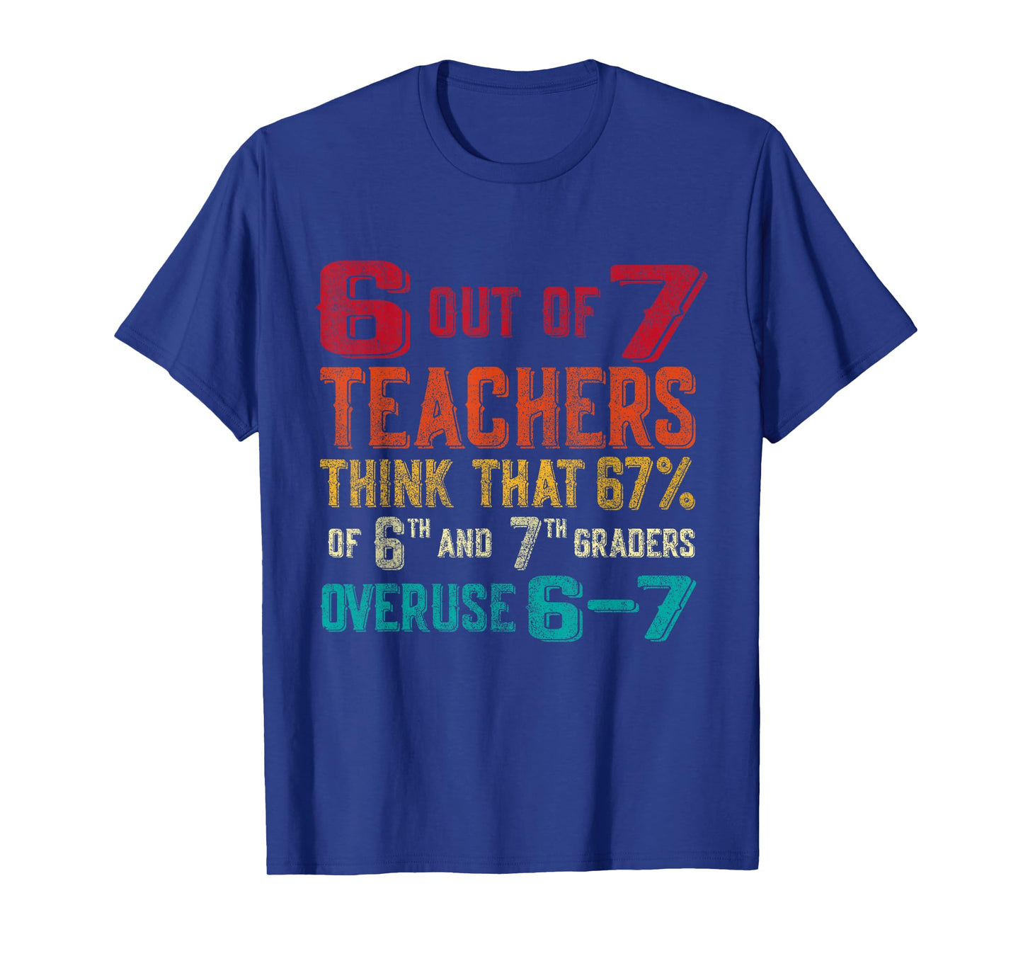 Funny 67 Teacher Middle School Teacher 6 7 Funny Overuse 67 T-Shirt