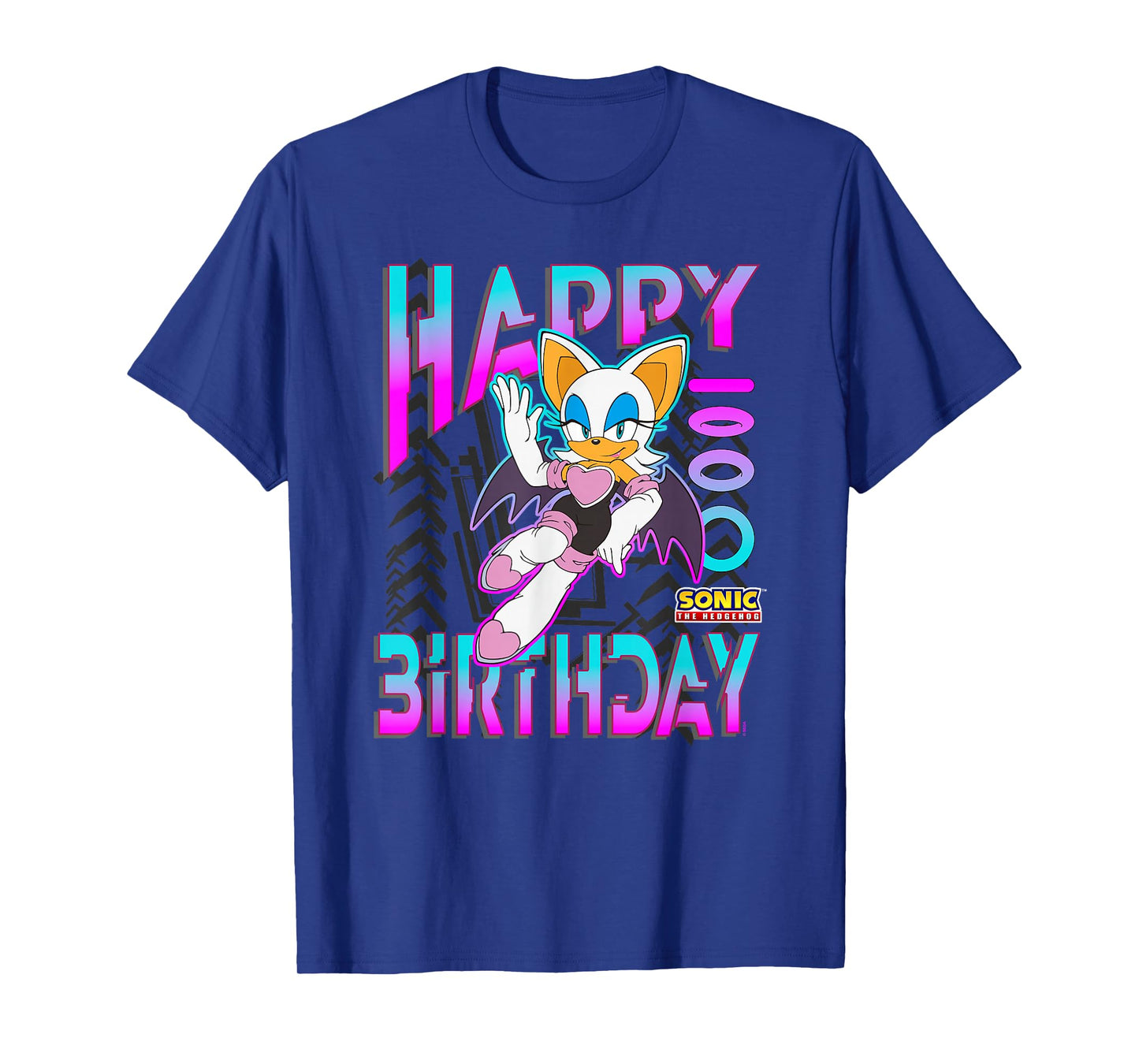 Sonic The Hedgehog Happy Birthday Rogue Grid Chest Poster T-Shirt