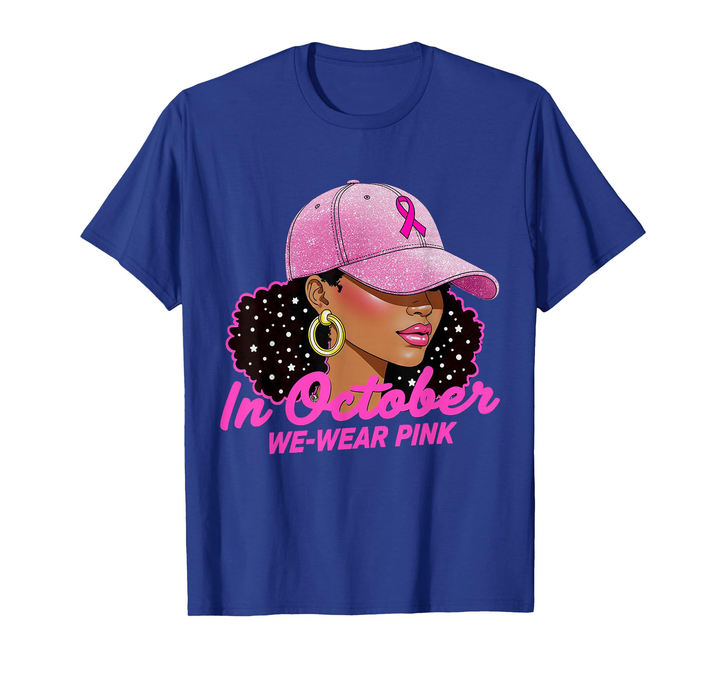in October We Wear Pink Black Women Breast Cancer Awareness T-Shirt