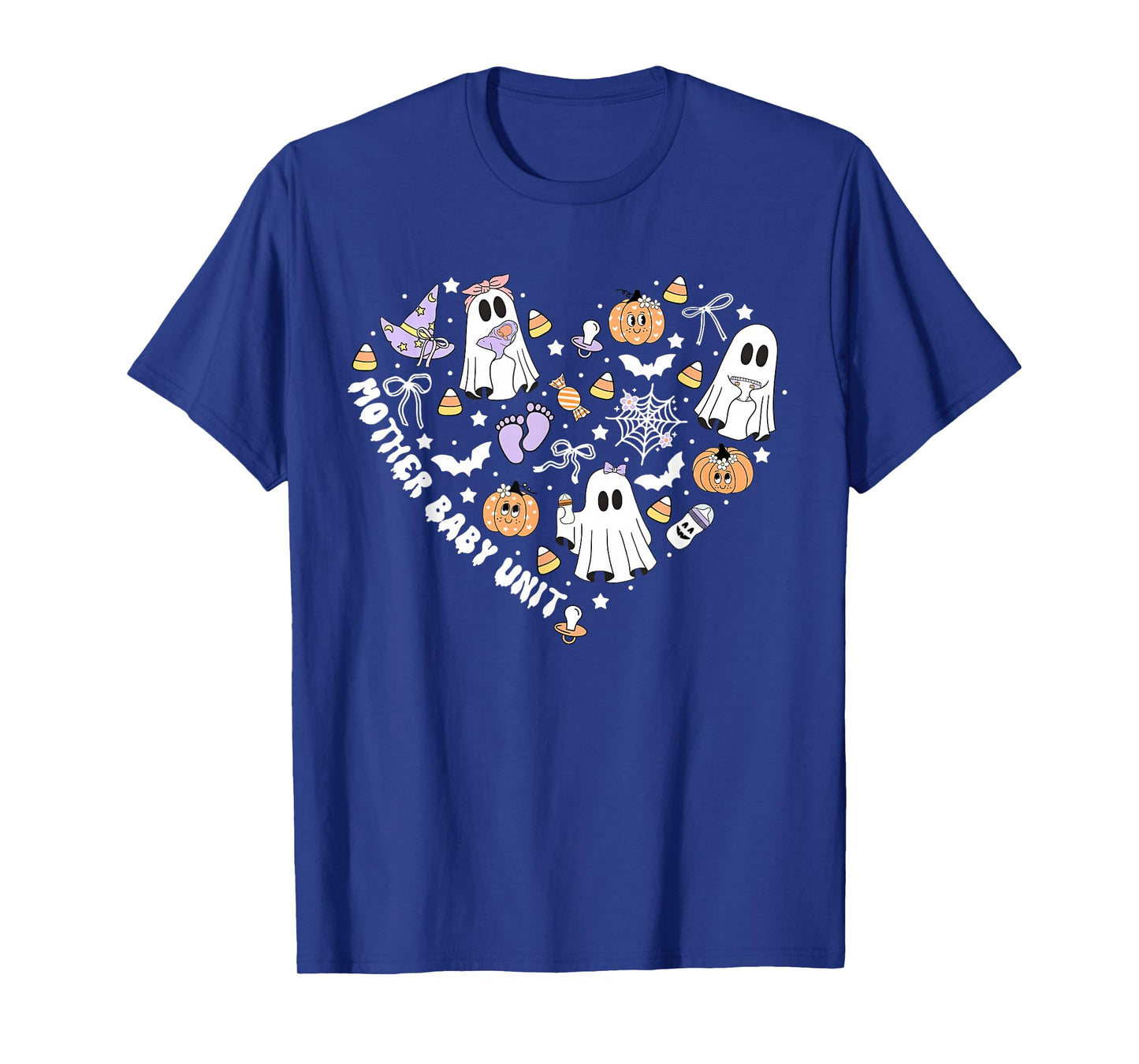 MBU Mother Baby Unit Halloween Heart Fall Postpartum Nurse T-Shirt