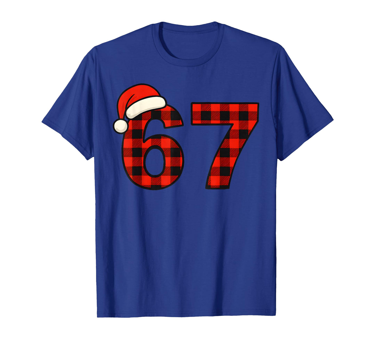 67 Christmas Funny Six Seven Meme Brainrot Plaid Santa Boys T-Shirt