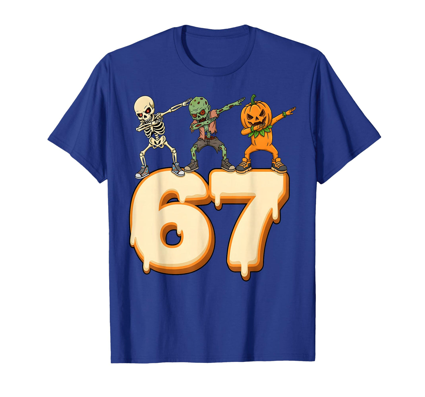 Six Seven Funny Kids Skeleton Gen Z Slang 67 Halloween Meme T-Shirt