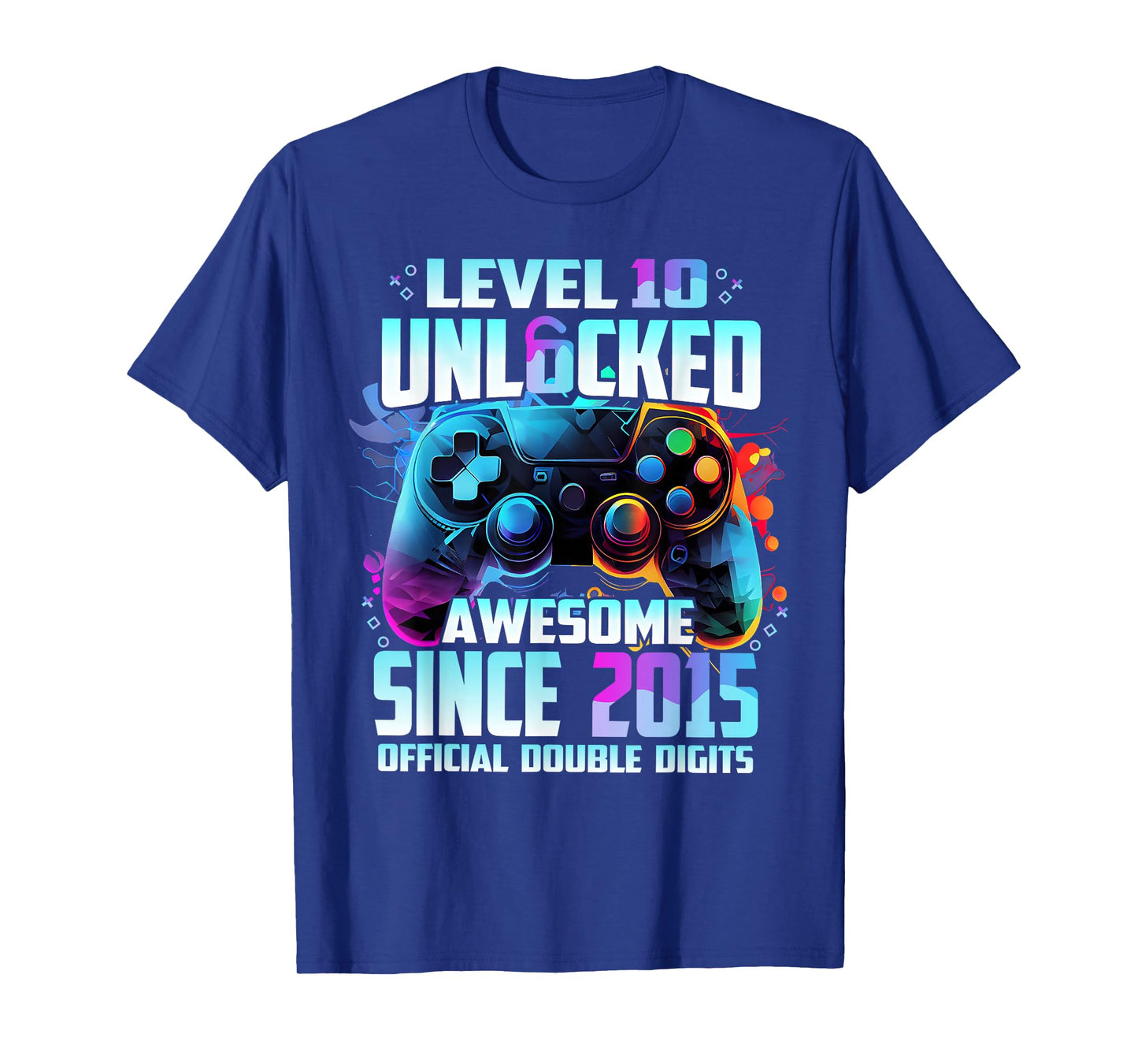 Level 10 Unlocked Awesome Since 2015 10th Birthday Gaming T-Shirt
