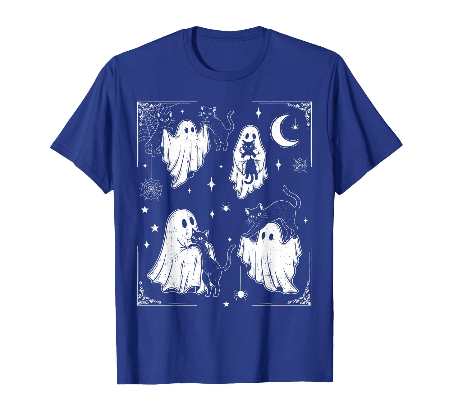 Cute Ghost Holding Cat Funny Halloween Men Women Kids T-Shirt