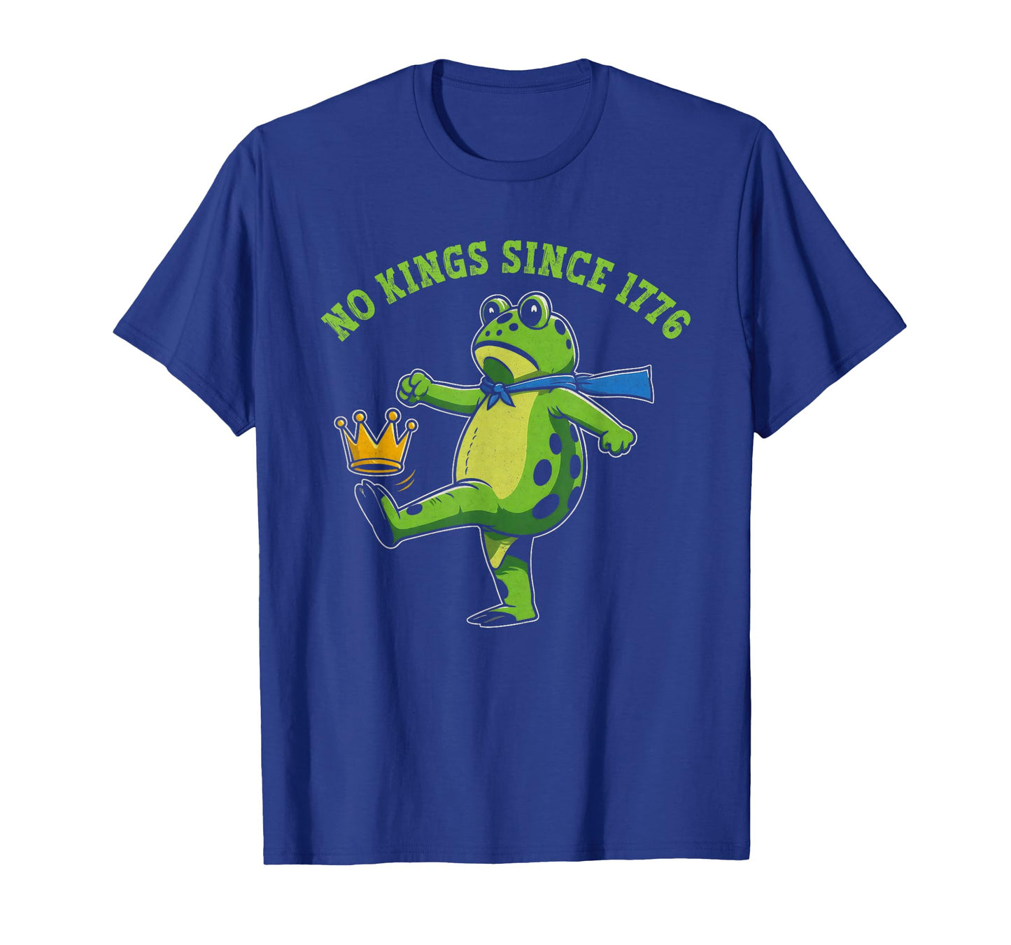No Kings Since 1776 Portland Frog Kicking Crown Retro T-Shirt