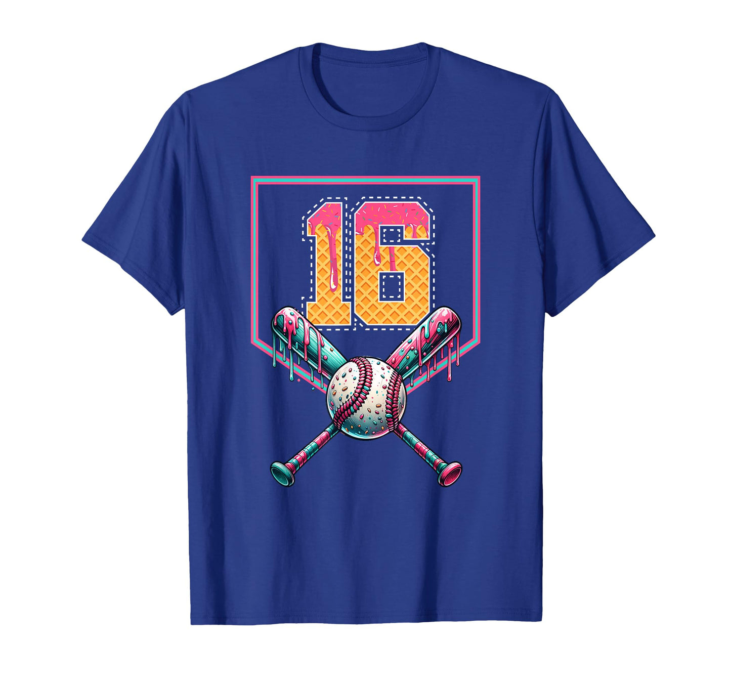 Baseball Drip Number 16 Player Or 16th Birthday Drip Style T-Shirt