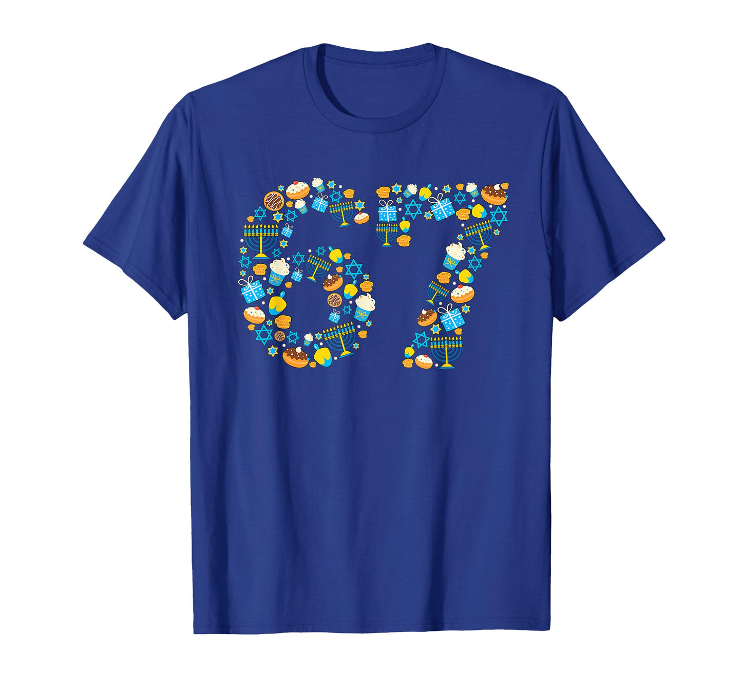 Hanukkah Menorah Dreidel 67 Festive Chanukah Six Seven Meme T-Shirt