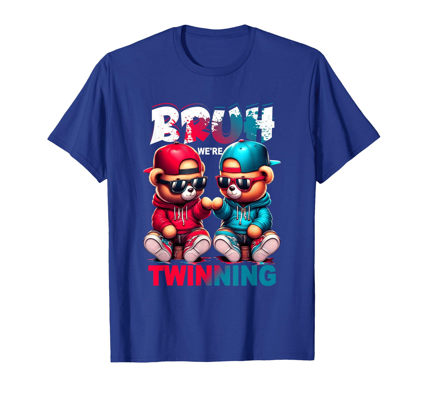 Bruh We're Twinning Boys Twin Day Spirit Week Teddy Bear Kid T-Shirt