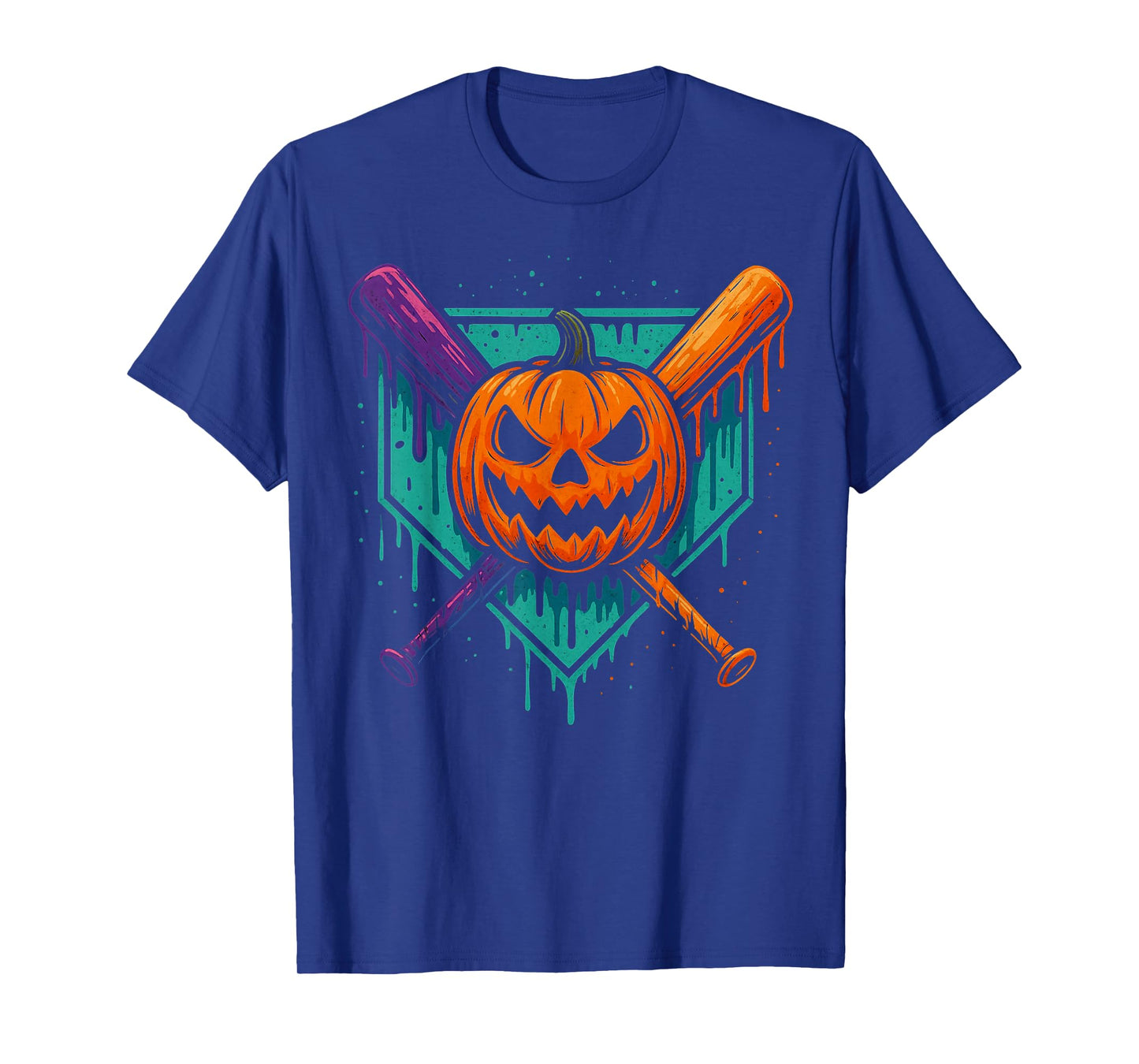Pumpkin Halloween Baseball Ice Cream Drip Spooky Boys Youth T-Shirt