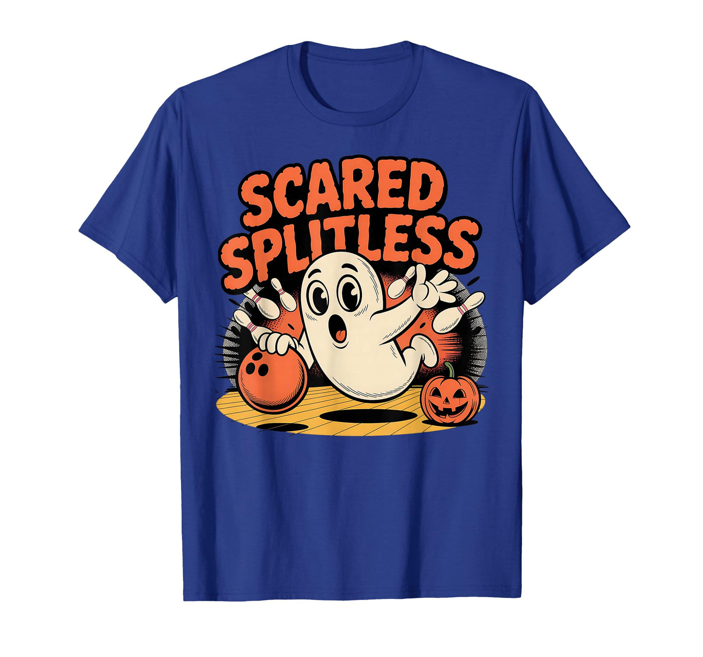 Scared Splitless Ghost Bowling Halloween Fun Design T-Shirt