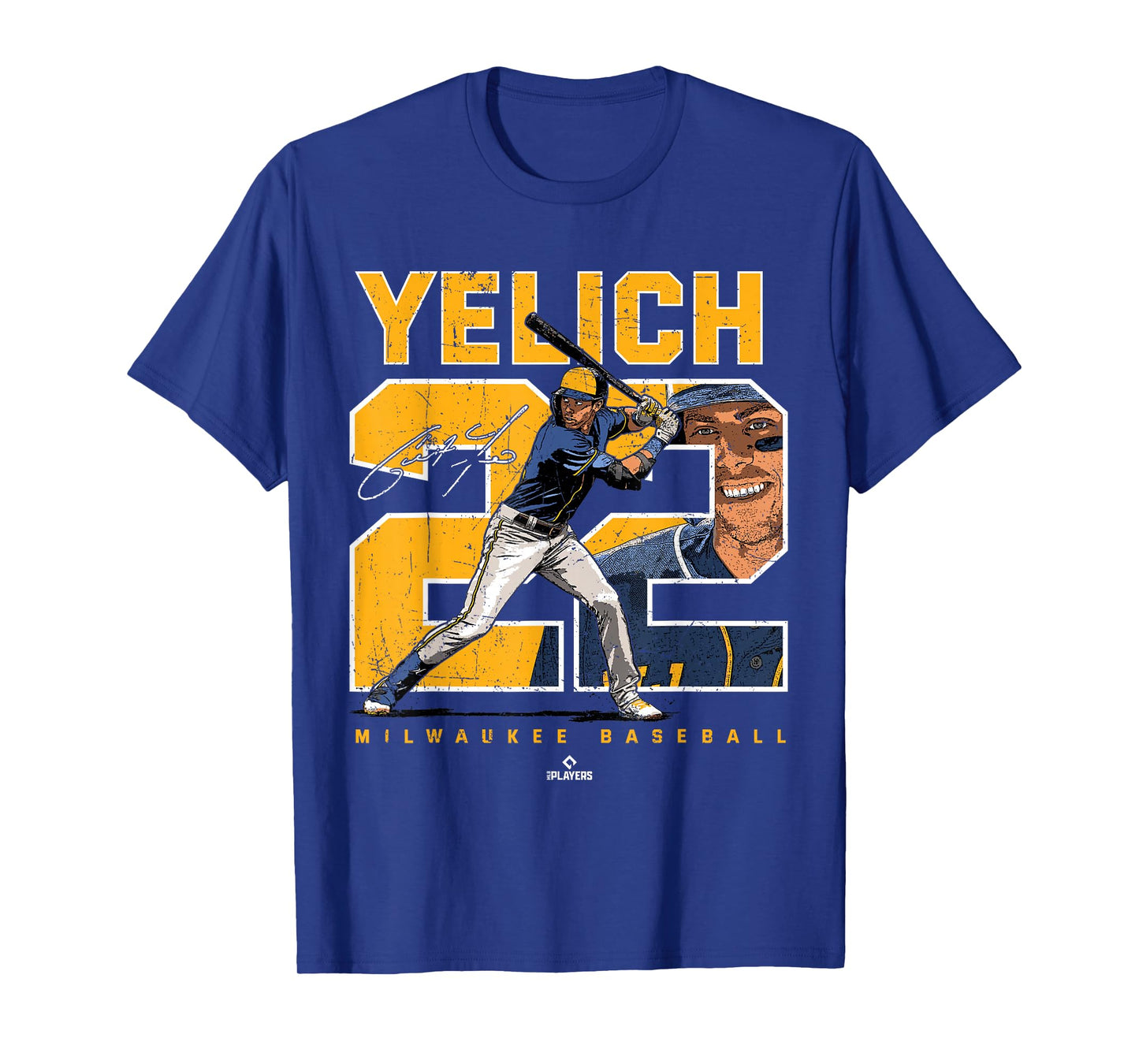 Number and Portrait Christian Yelich Milwaukee MLBPA T-Shirt