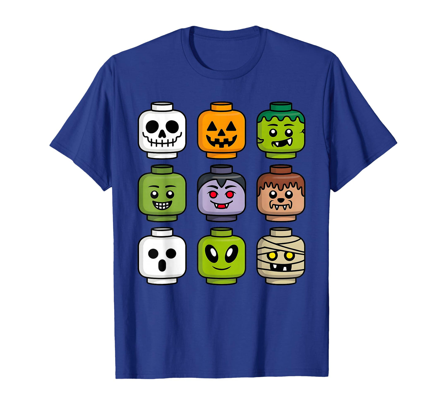 Halloween Building Brick Head Pumpkin Ghost Zombie Boys T-Shirt