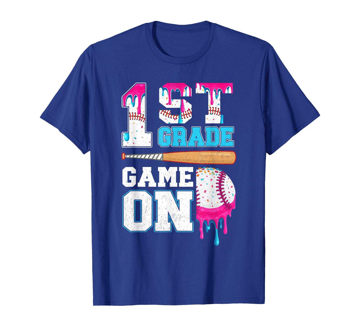 1st Grade Back to School Baseball Drip Ice Cream Game On Kid T-Shirt