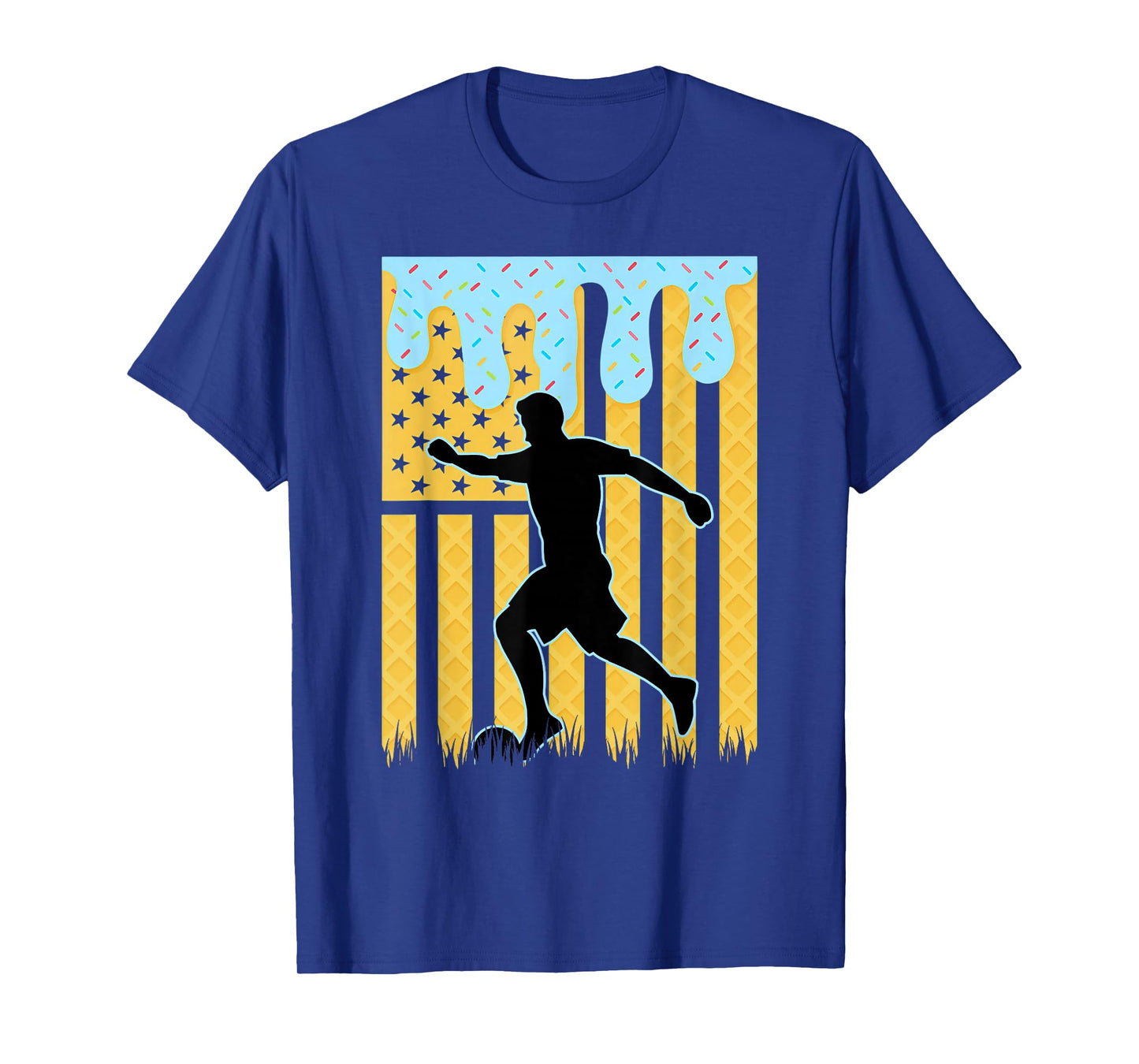 Soccer Drip Boys Dripping Ice Cream American Flag Soccer T-Shirt