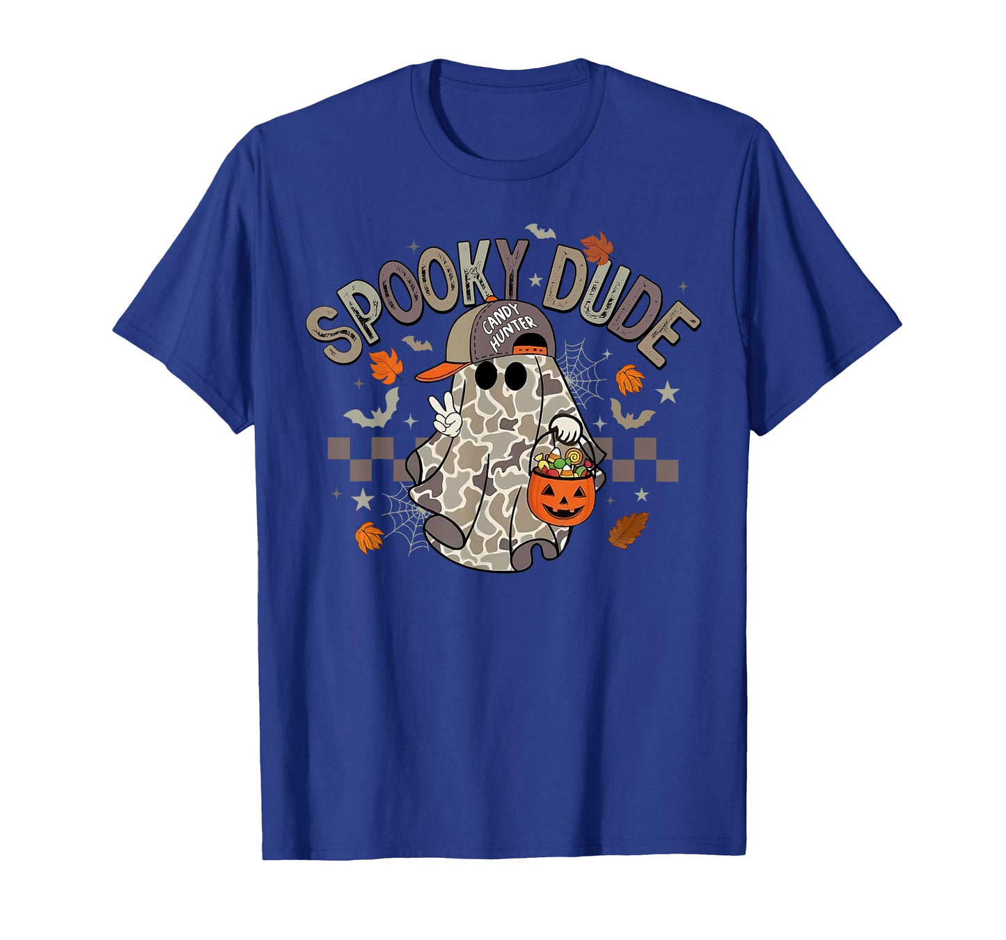 Spooky Dude Camo Halloween Boo Ghost Candy Hunter Boys Kids T-Shirt