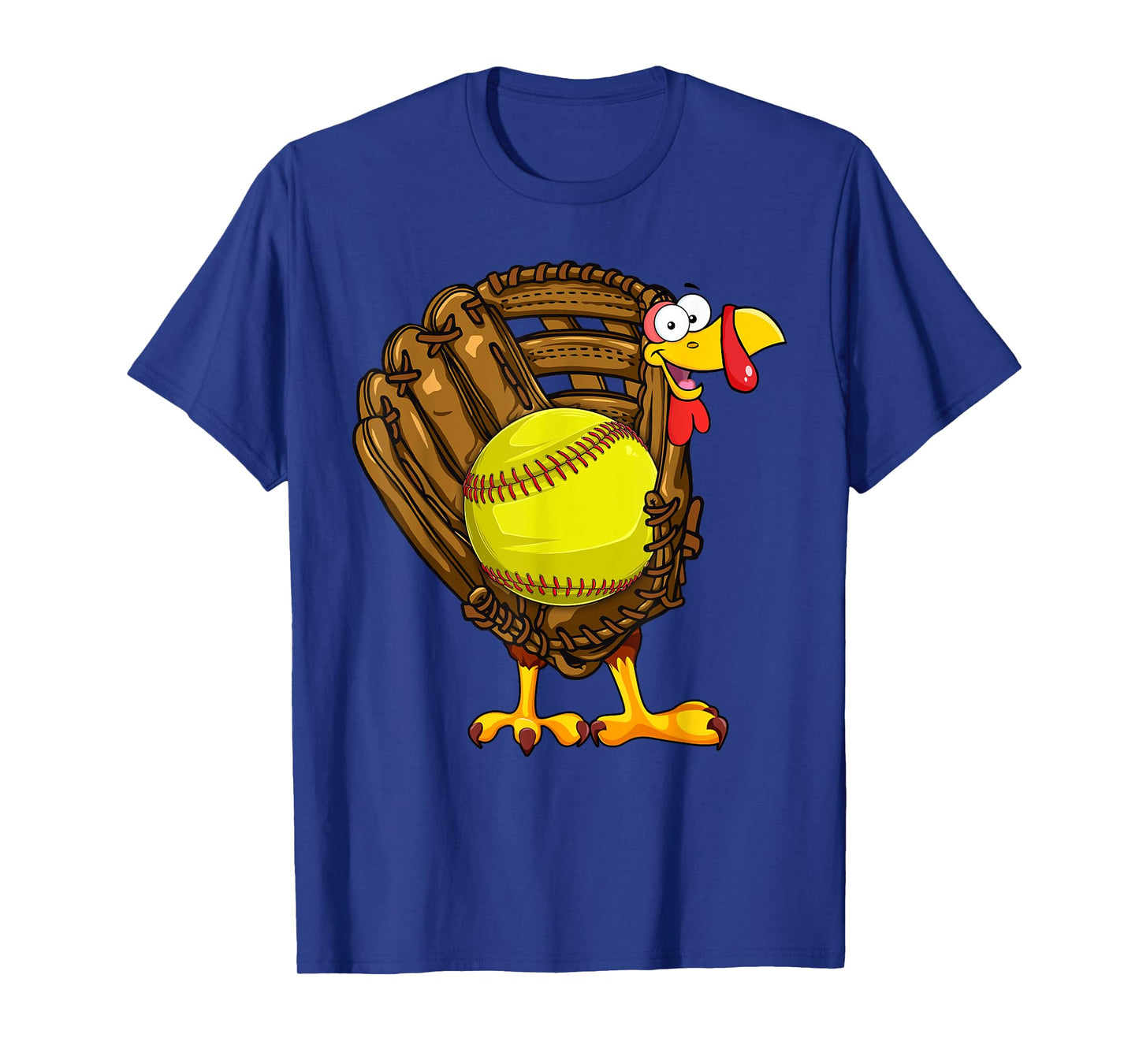 Funny Turkey Softball Glove Autumn Fall Vibes Thanksgiving T-Shirt