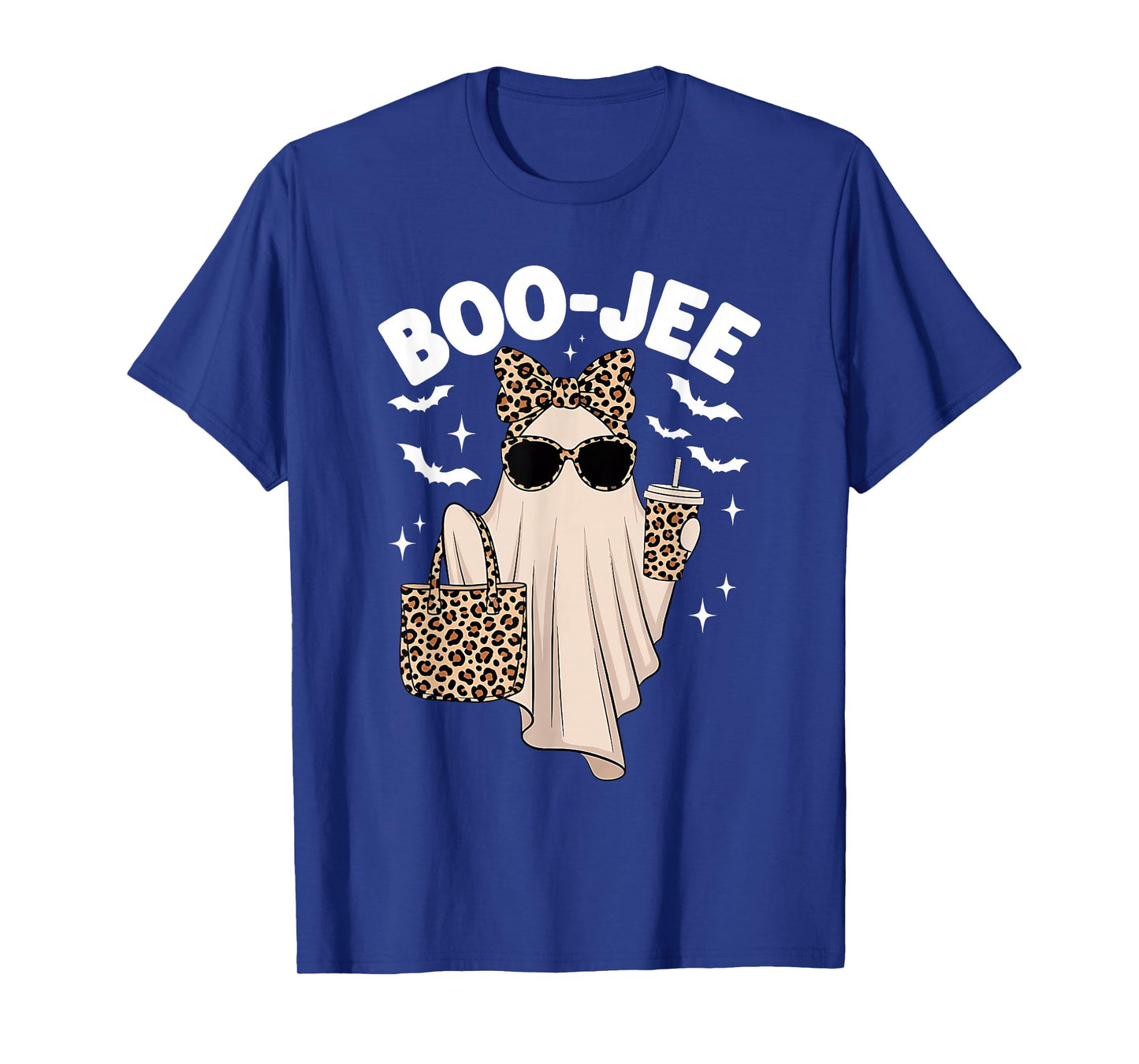 Coquette Leopard Ghost Coffee Boo-JEE Halloween Boujee Ghost T-Shirt