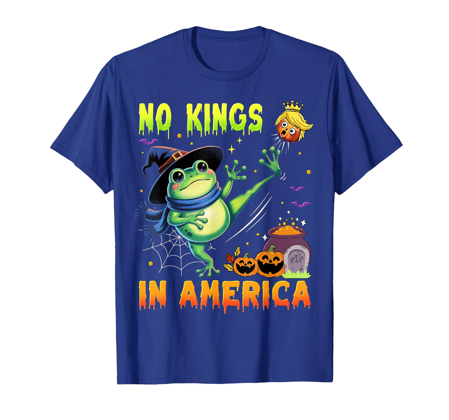 Frog Protest No Kings in America Halloween Funny T-Shirt