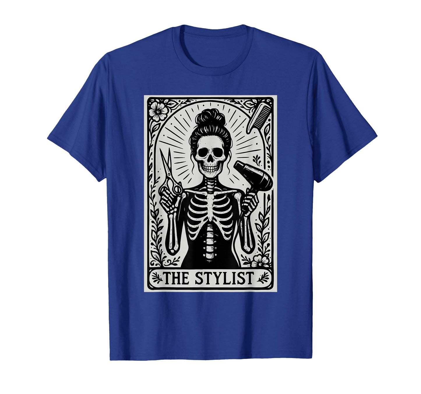 Hair Stylist Tarot Card Skeleton Cosmetology Hairdresser Spa T-Shirt