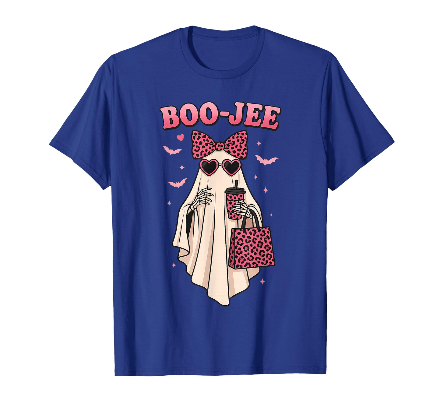 Coquette Leopard Ghost Coffee Boo JEE Halloween Boujee Ghost T-Shirt