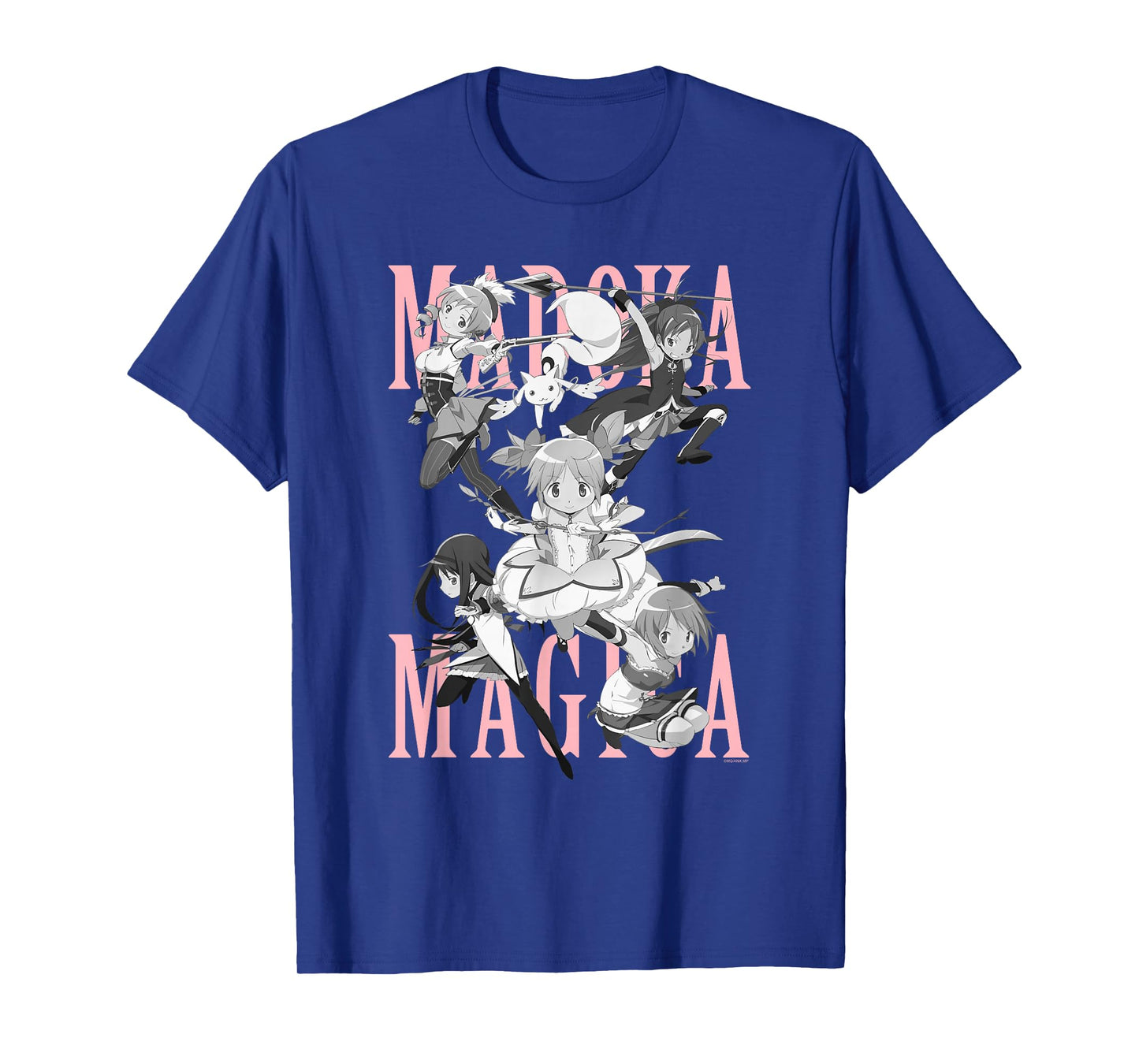 Madoka Magica Black and White Cast Action Pose Anime T-Shirt
