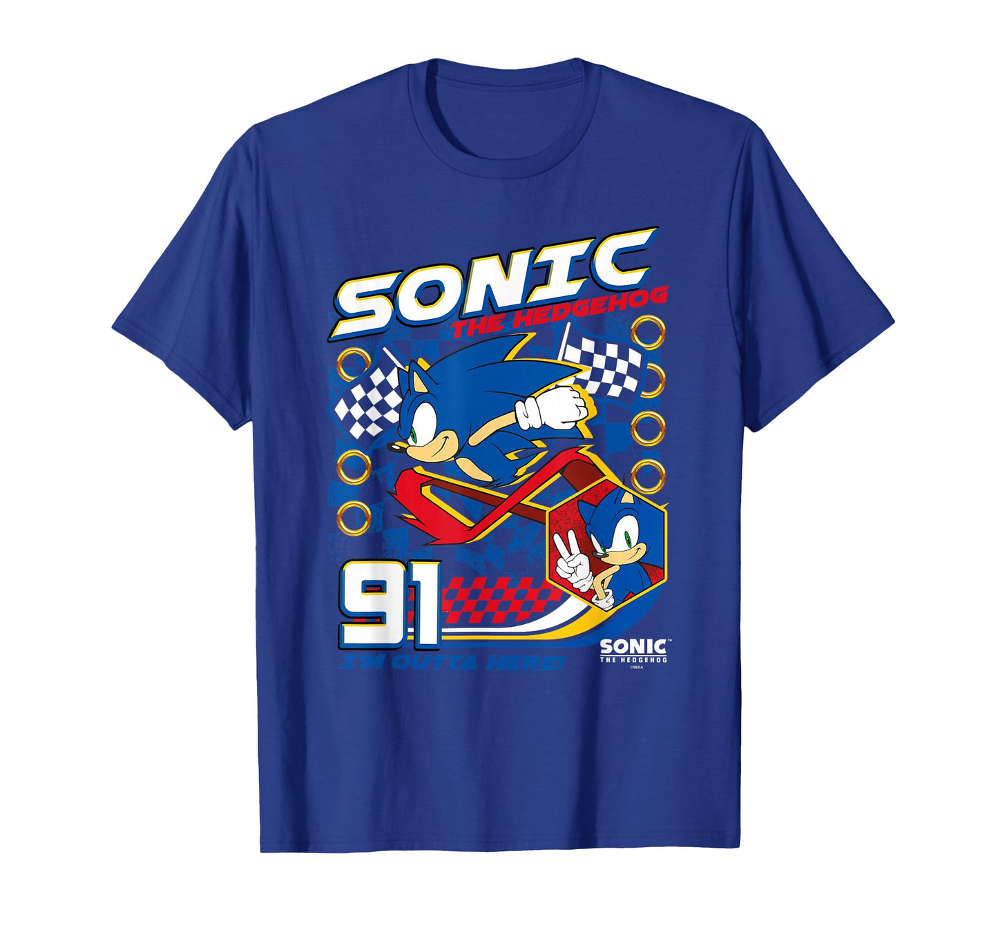 Sonic The Hedgehog 91 I'm Outta Here! Racing Poster T-Shirt