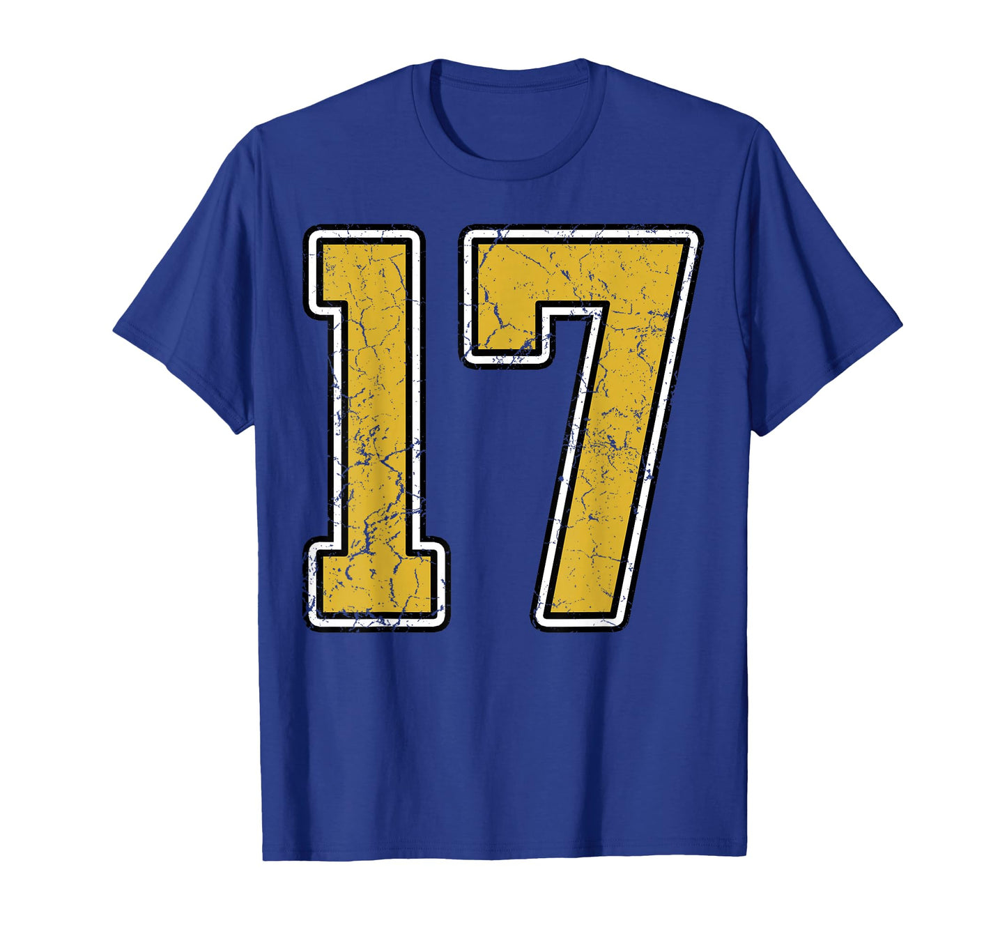 Old Gold Black White Sports Number 17 Jersey Uniform Player T-Shirt