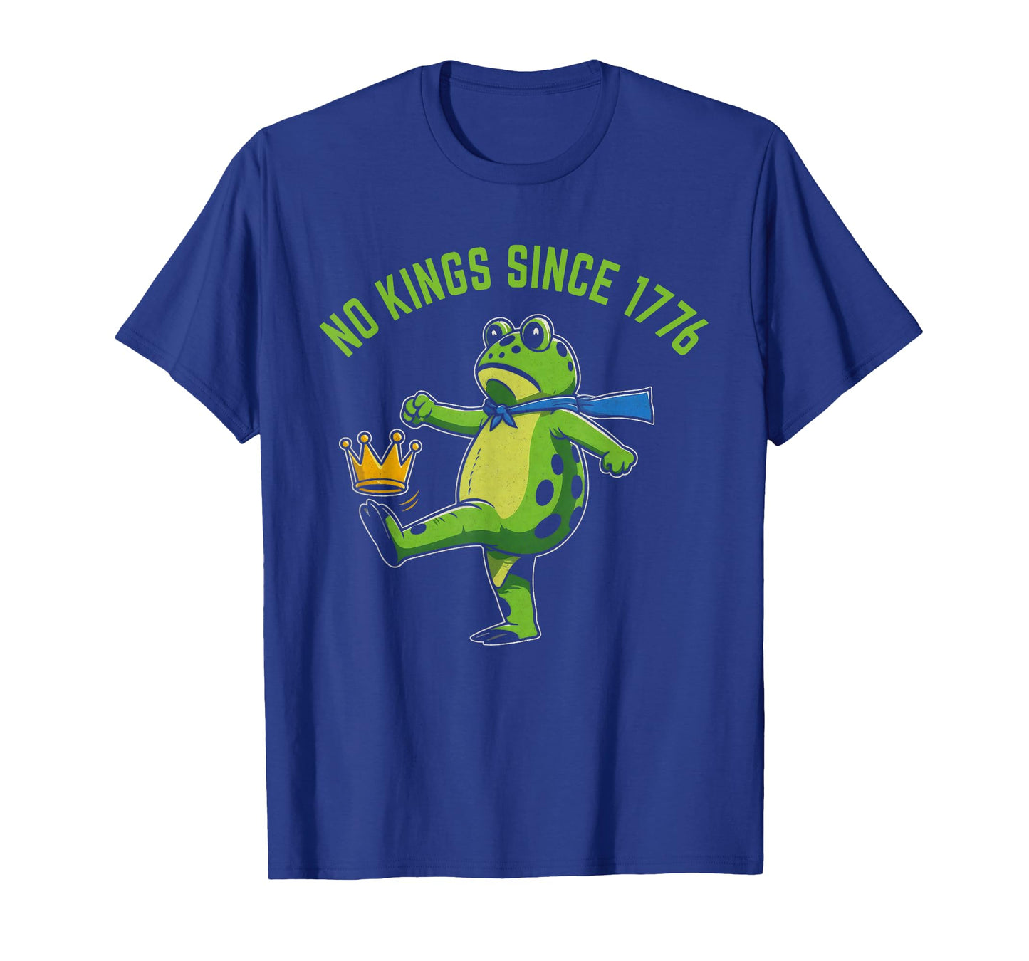 No Kings Since 1776 Portland Frog Kicking Crown Retro T-Shirt