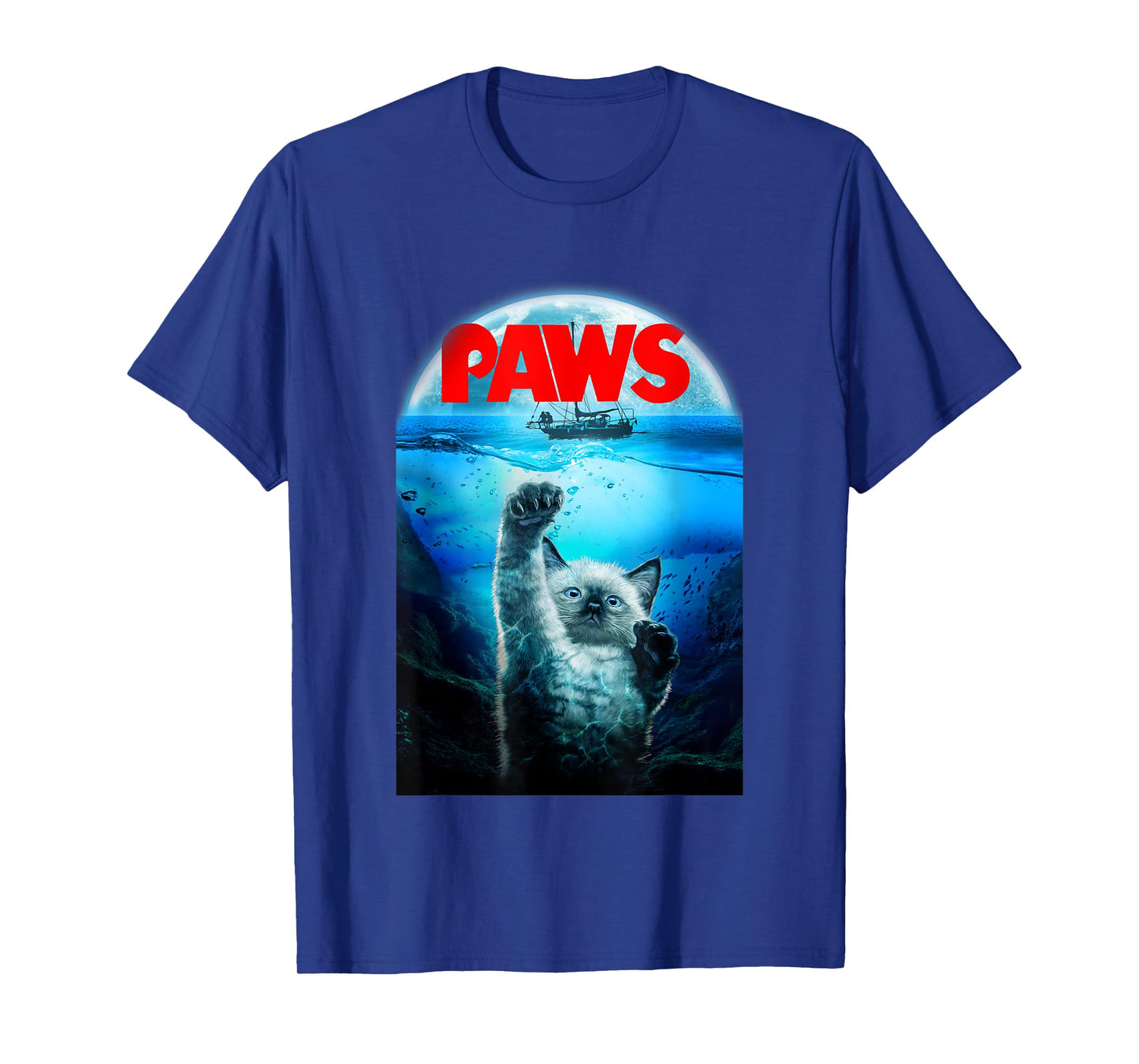 T-Shirt, Siamese Cat as Monster from Deep Terrorize Ship T-Shirt for Men Women Kids