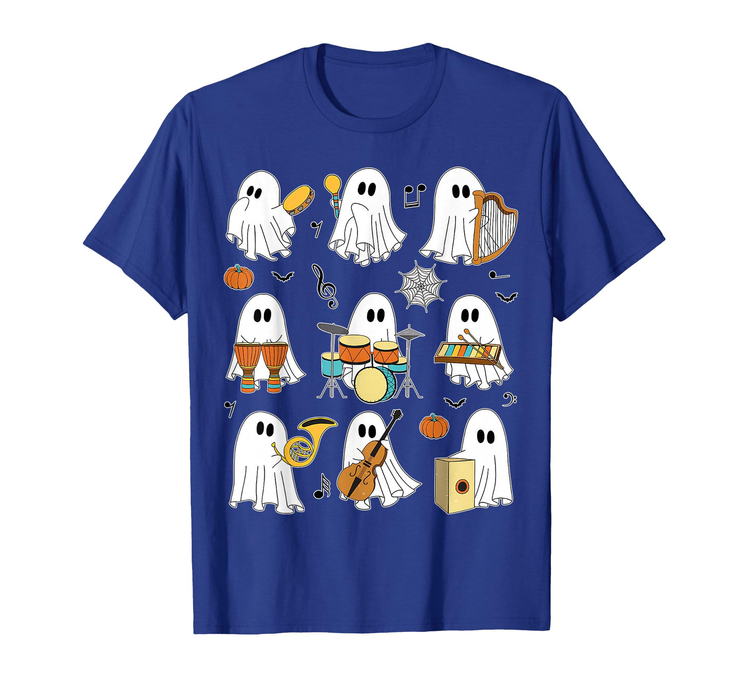Funny Halloween Ghost Music Teacher Playing Instruments T-Shirt