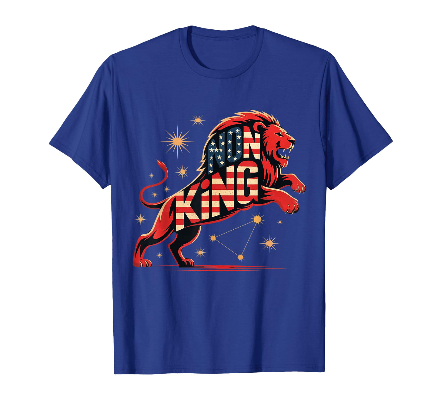 Funny No Kings in America Since 1776, Lion Retro Men Women T-Shirt
