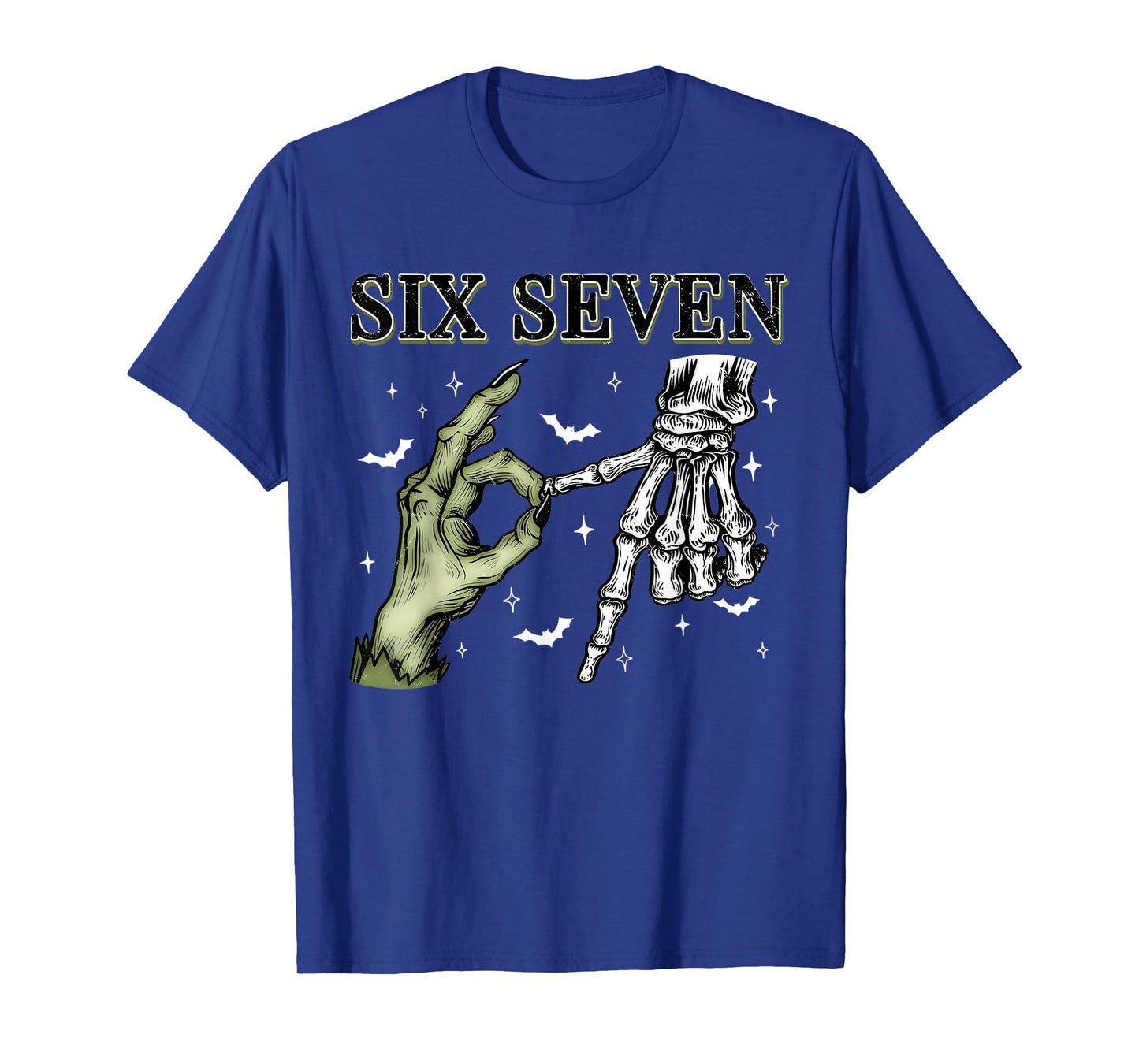 Halloween Kids Six Seven 6 7 Meme Funny Skeleton Hands Sign T-Shirt