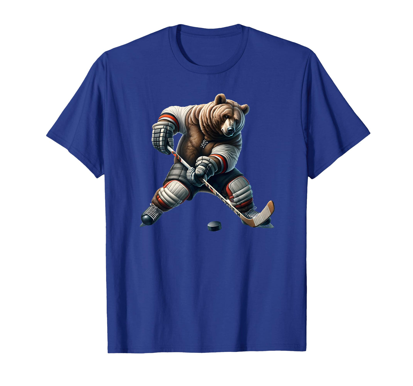 Cute Bear Playing Hockey For Bear And Hockey Lover T-Shirt