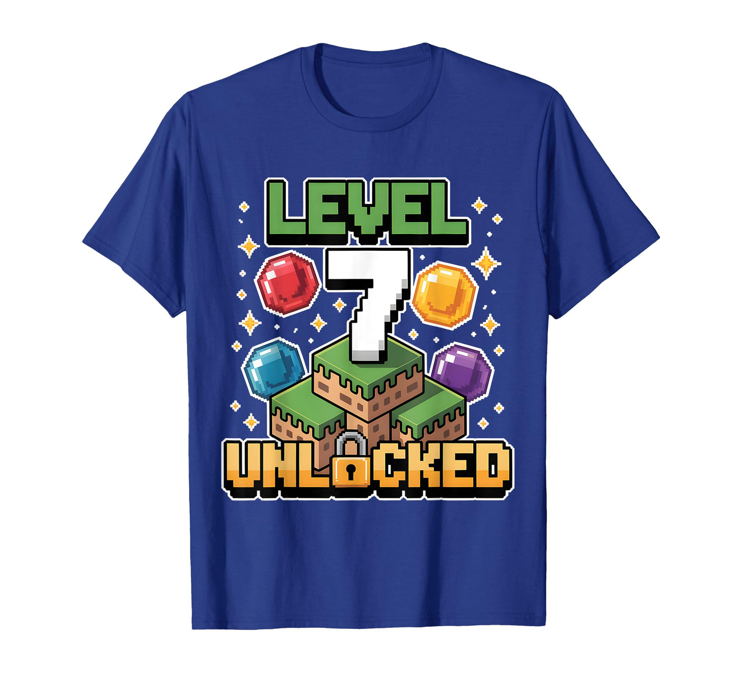 Pixel Gaming 7 Year Old Video Game 7th Birthday Boys Kids T-Shirt