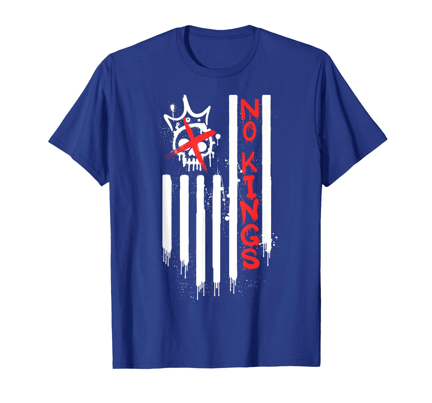 No to Kings Day in America March and Protest U.S. Flag Skull T-Shirt