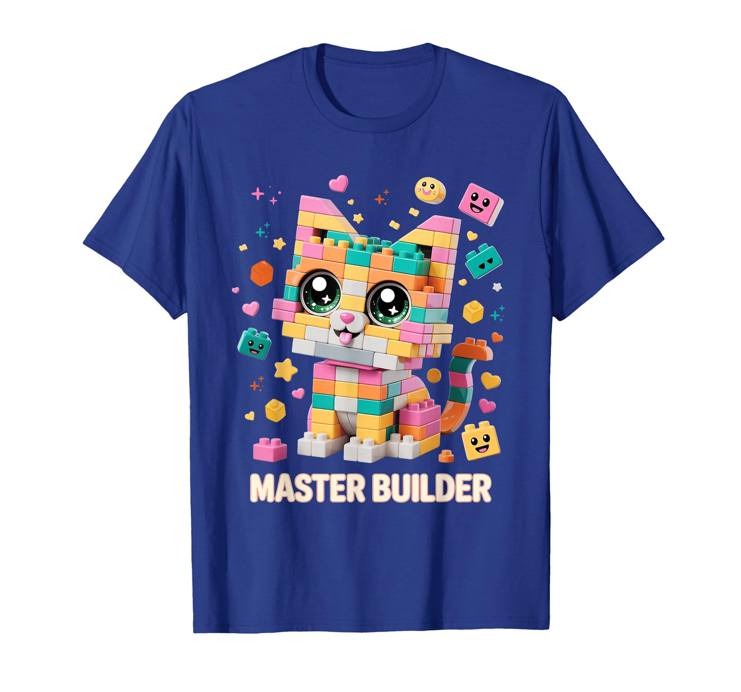 Cat Brick Building Blocks Master Builder Cat Lover Kitten T-Shirt
