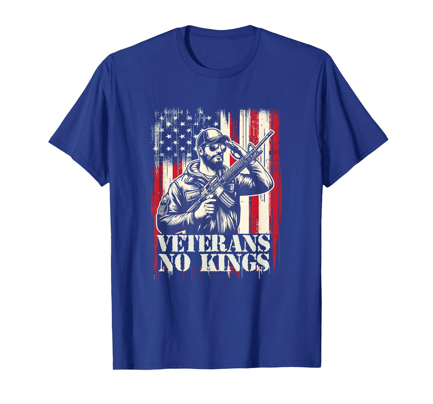Veterans No Kings Vintage America Flag Veterans T-Shirt