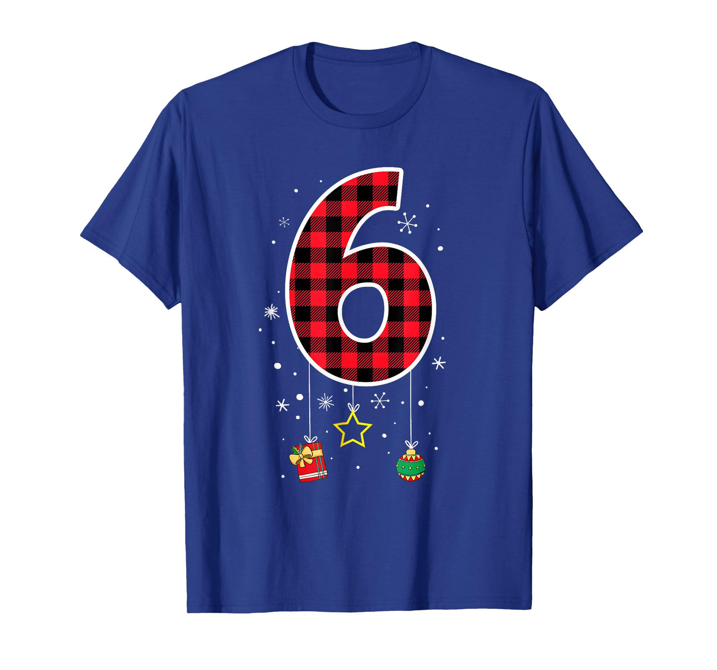 Number 6 Funny Meme Saying 6 7 Six Seven Christmas Red Plaid T-Shirt