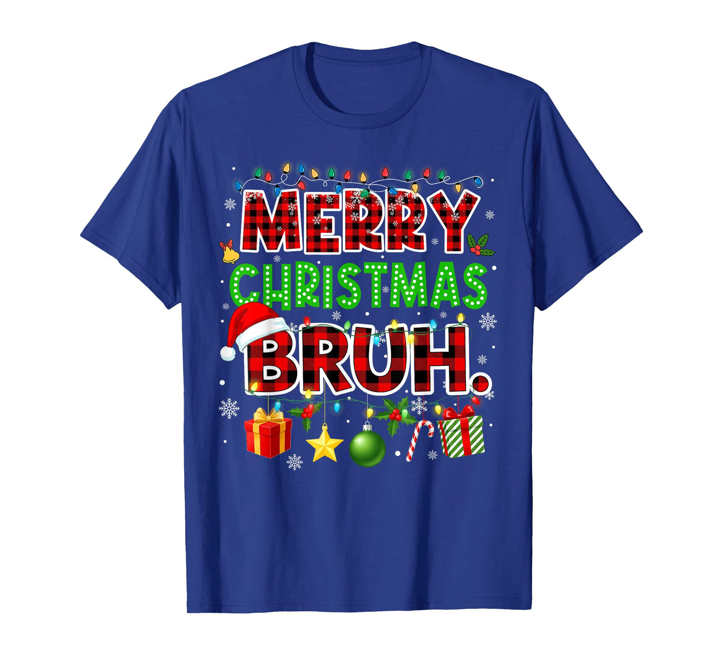 Merry Christmas Bruh Funny Red Plaid Teens Boys Kids Meme T-Shirt