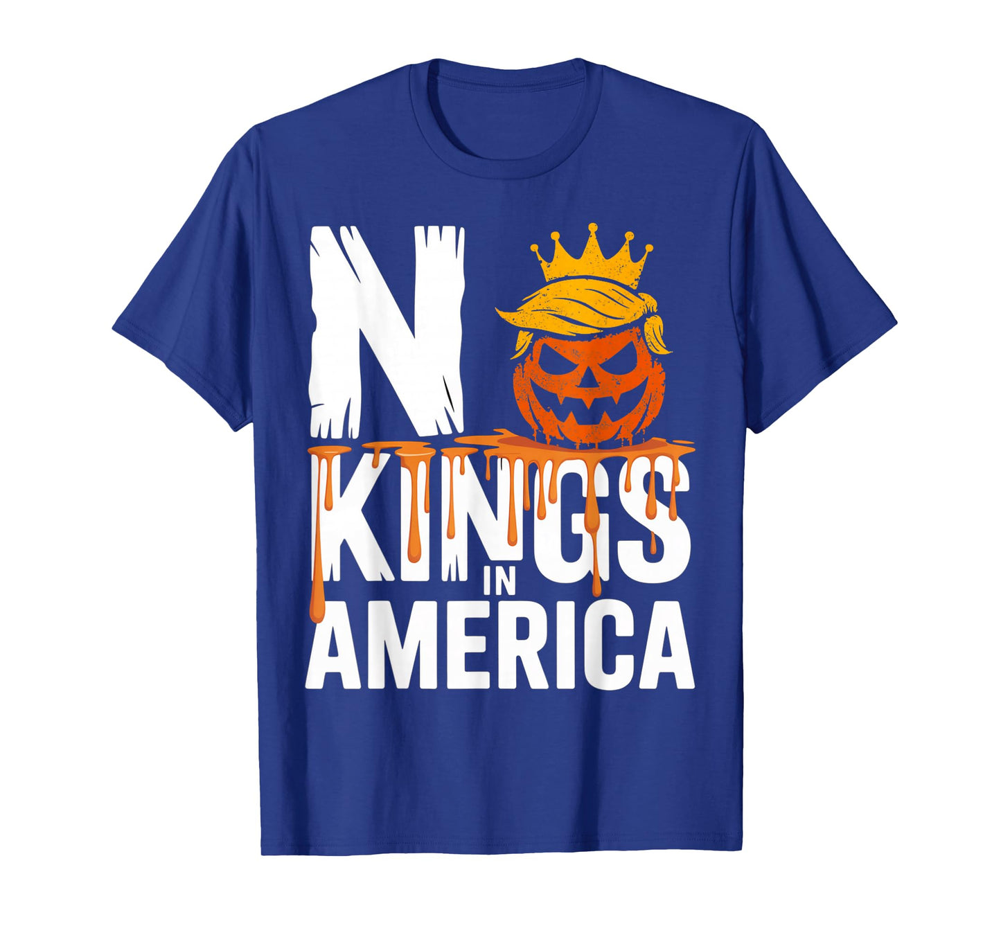 Funny No Kings Halloween 2025 Distressed USA Flag T-Shirt