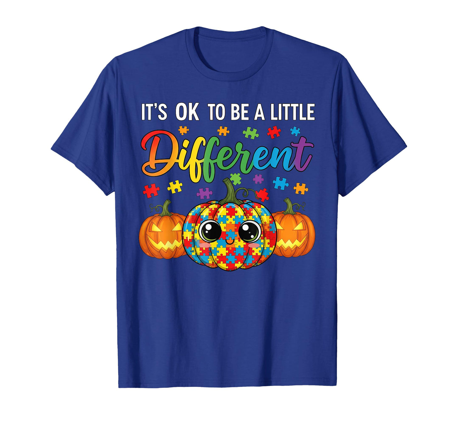 Halloween Autism Pumpkin It's OK to Be a Little Different T-Shirt
