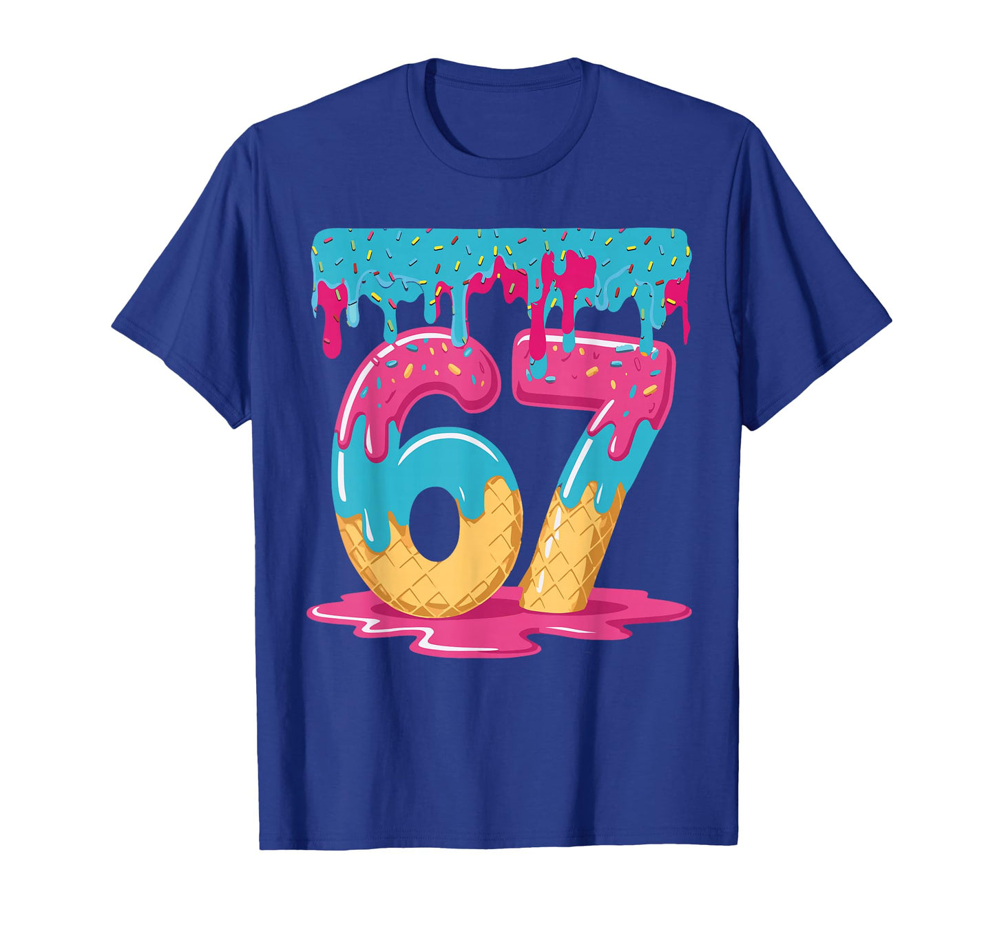 67 Ice Cream Drip Meme Six Seven Gen Alpha Slang T-Shirt